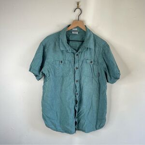 Columbia Blue Hemp Cotton Blend Button Down Shirt size XL